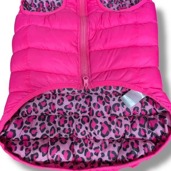 Novogratz Dog Sz Large Puffer Vest Jacket Coat Pink Animal Print Reversible Pink - Picture 7 of 12